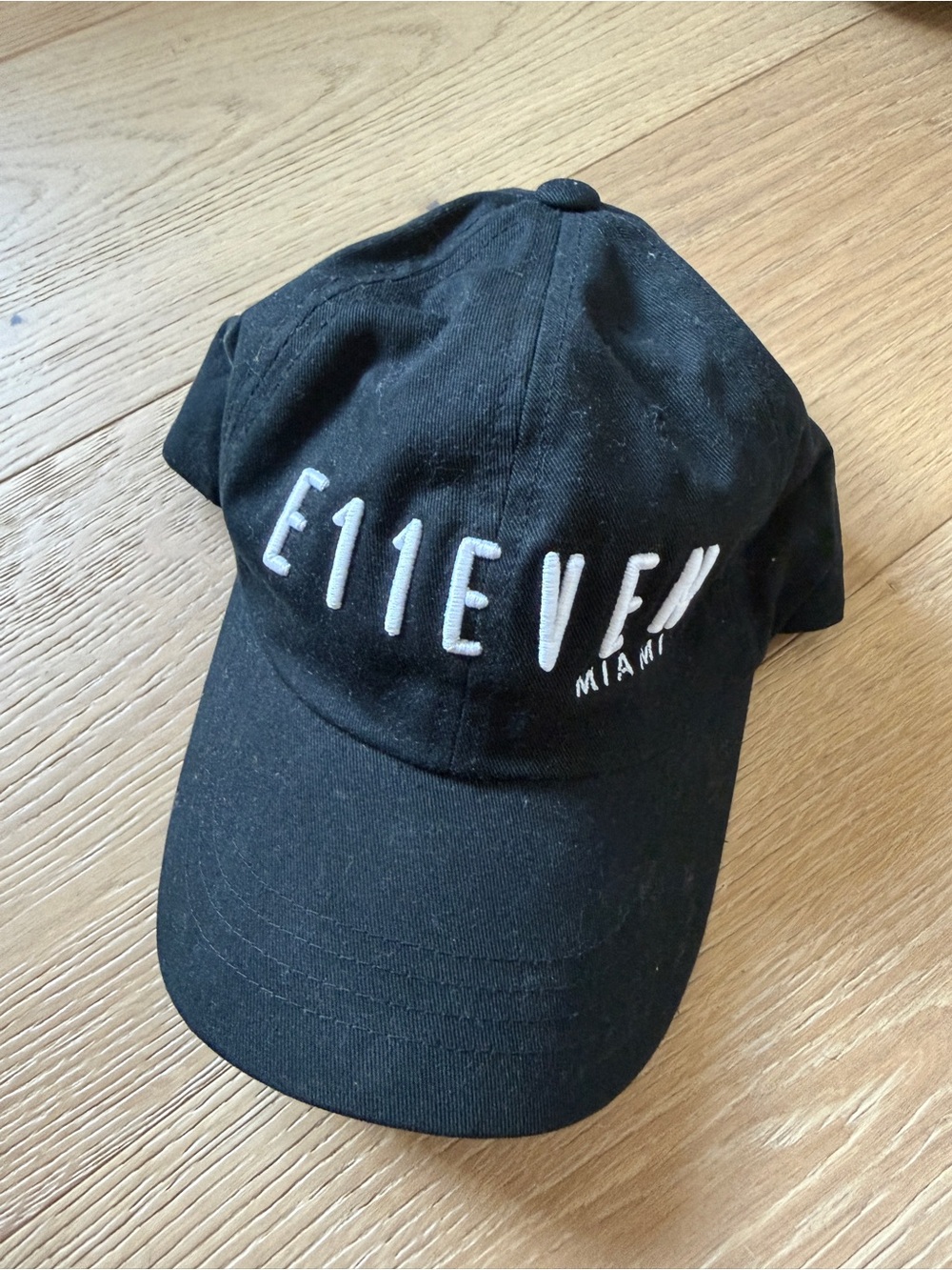 E11EVEN Miami Black Embroidered Baseball Cap Unisex